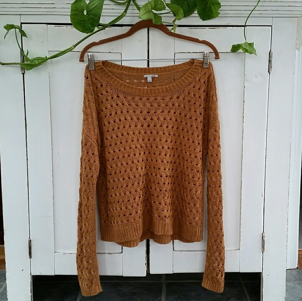 🍁SALE Halogen- Open Stitch Cropped Sweater